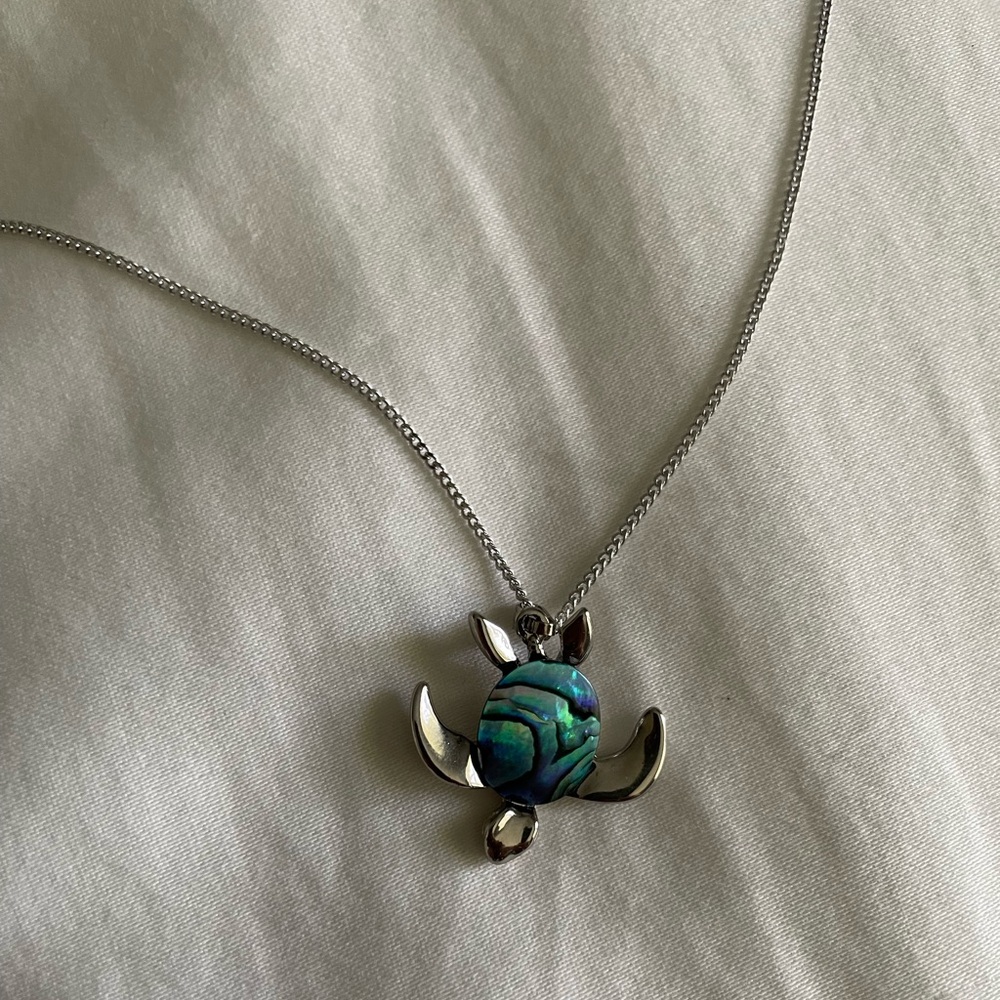 Paua Palladium turtle Necklce